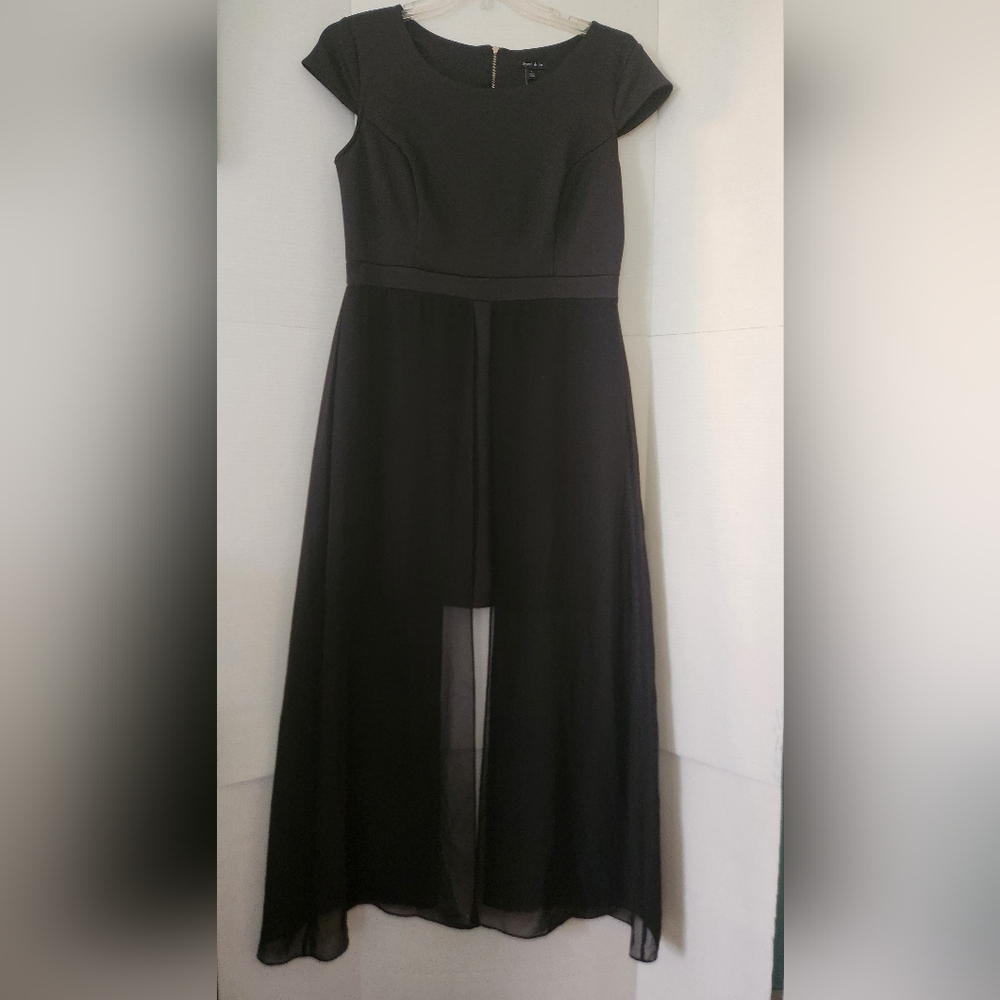 Sami & Jo Dress Size Large Black Mini Fitted With Sheer Waist Layering